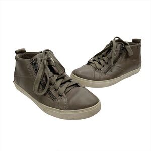 Rockport Cobb Hill Willa Mid Top Gray Brown Leather Sneakers Shoes